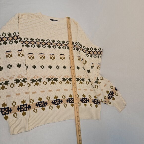U.S.A. Vintage Eclectic Grandpa Academia Fisherman IVORY Sweater Oversized XL T - Picture 14 of 16